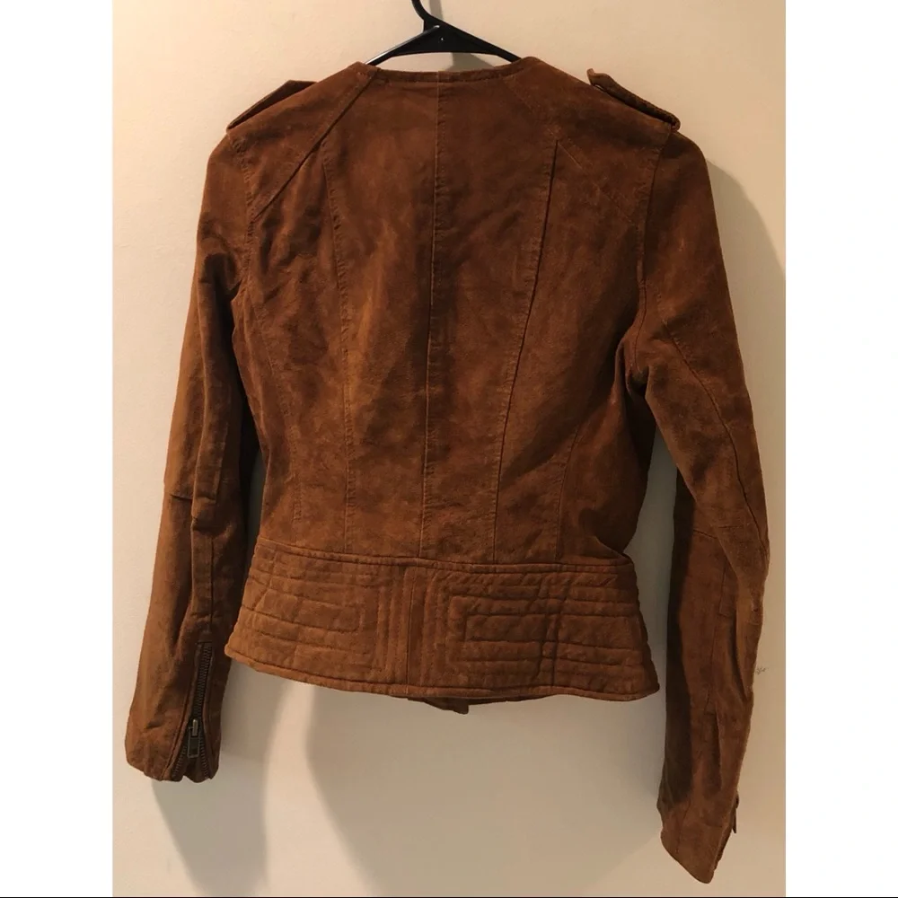 Blank NYC Brown Cognac Faux Suede Moto Jacket - Picture 4 of 5